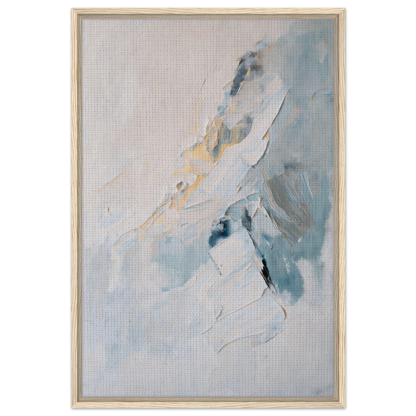 Abstract painting in soft blue, gray, and beige for Tranquil Chromatic Voyage framed canvas print