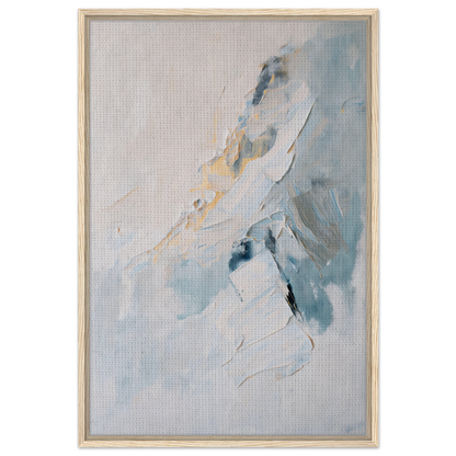 Abstract painting in soft blue, gray, and beige for Tranquil Chromatic Voyage framed canvas print