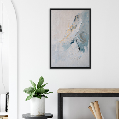 Abstract painting in soft blue and gray tones, Tranquil Chromatic Voyage room decor