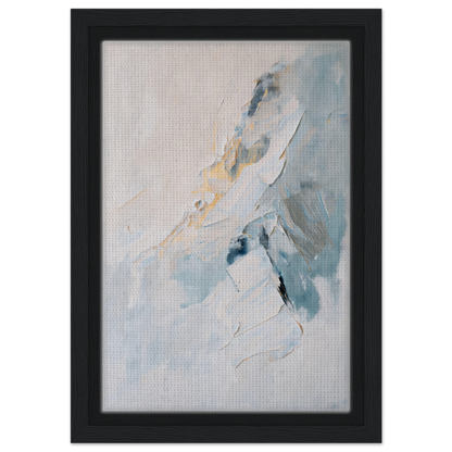 Abstract painting in soft blue, gray, and yellow for Tranquil Chromatic Voyage framed canvas print