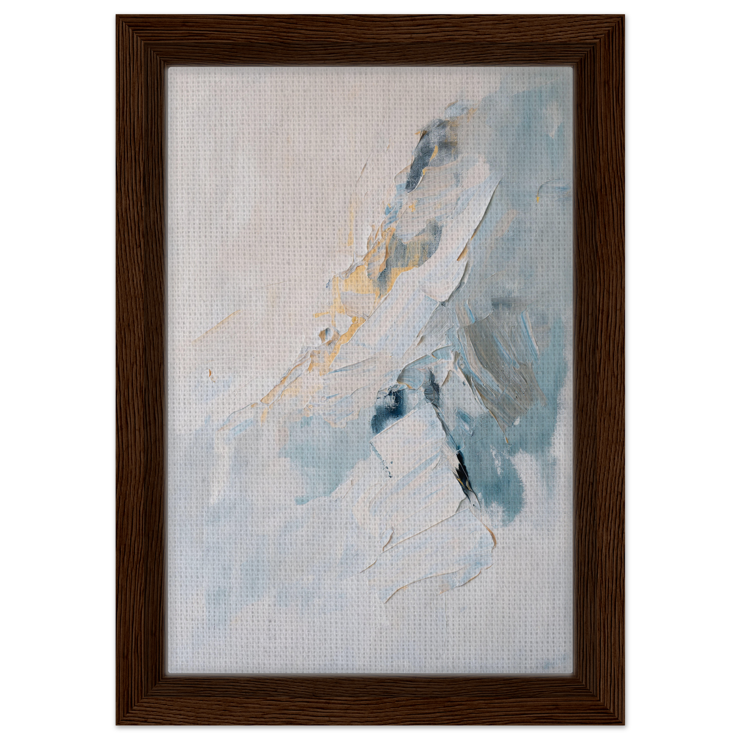 Abstract painting featuring soft blue, gray, and yellow brushstrokes for Tranquil Chromatic Voyage