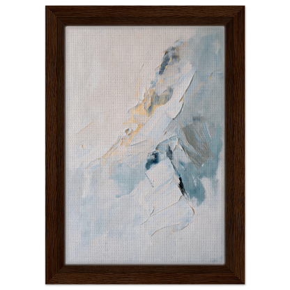 Abstract painting featuring soft blue, gray, and yellow brushstrokes for Tranquil Chromatic Voyage