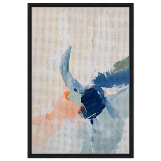 Abstract painting with soft blue and peach brushstrokes, ideal for Tranquil Teal Tempest room decor