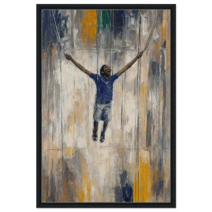 Person joyfully swinging on the Transcendent Freedom Swing in framed canvas print