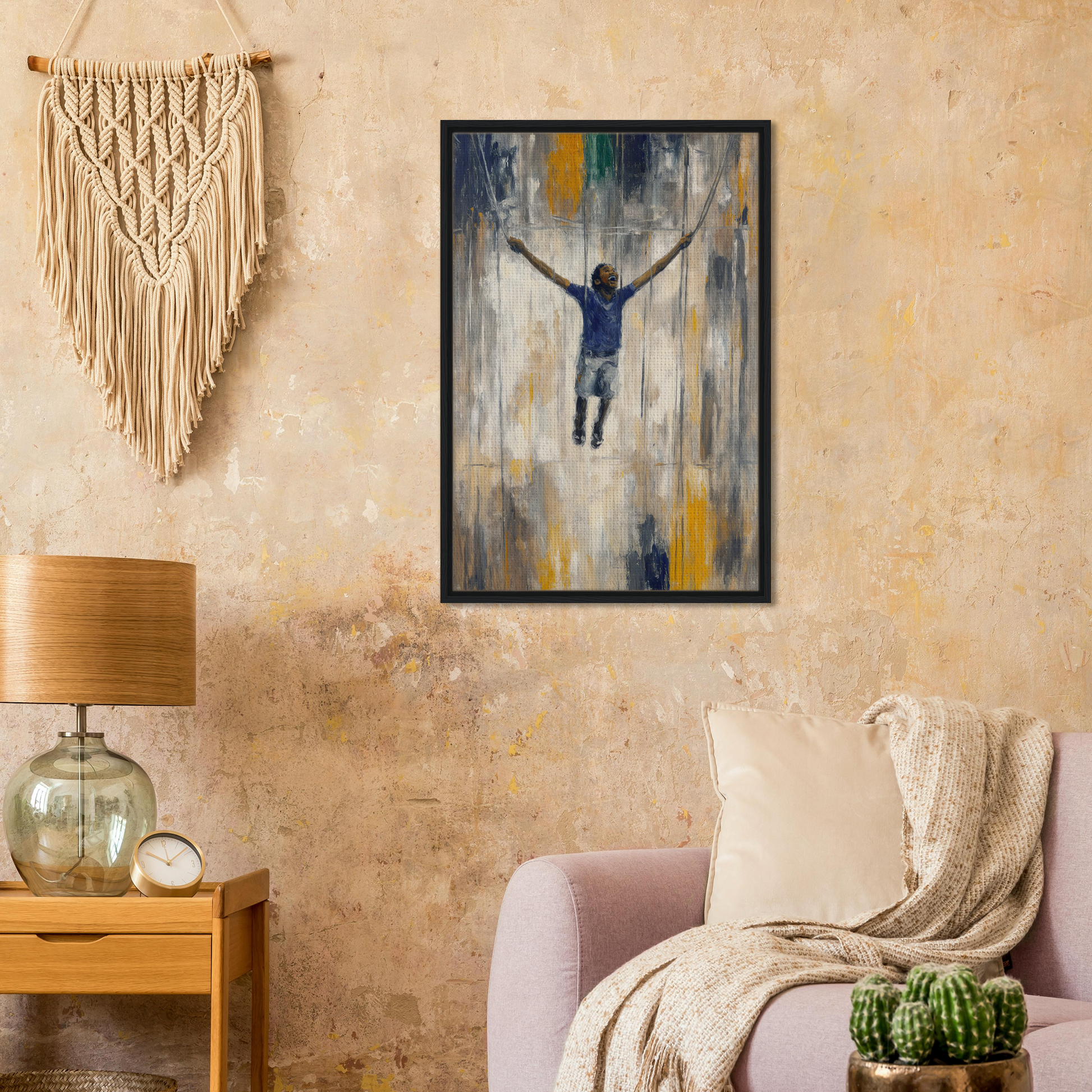 Framed canvas print of a person with outstretched arms for Transcendent Freedom Swing