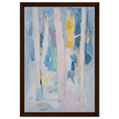 Abstract painting in a brown frame titled Translucent Sea Symphony for stylish room decor