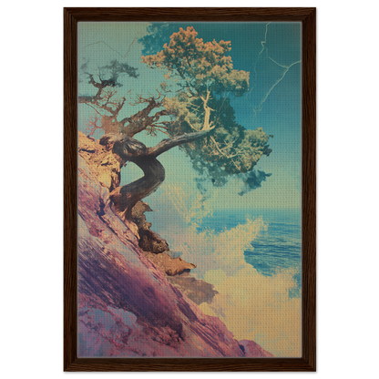 Tree’s Equilibrium Vision artwork featuring a tree on a rocky cliff overlooking water