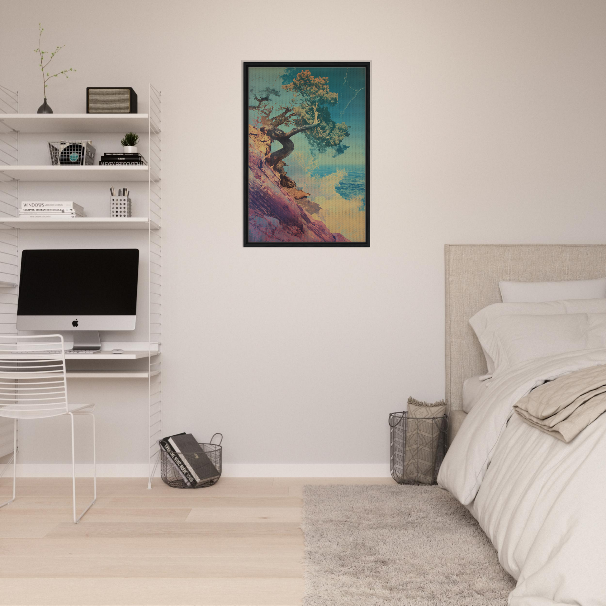 Framed artwork of a colorful tree for Tree’s Equilibrium Vision room decor