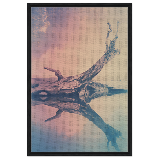 Weathered driftwood branch in water reflects the essence of Trunkian Tranquil Vitae room decor