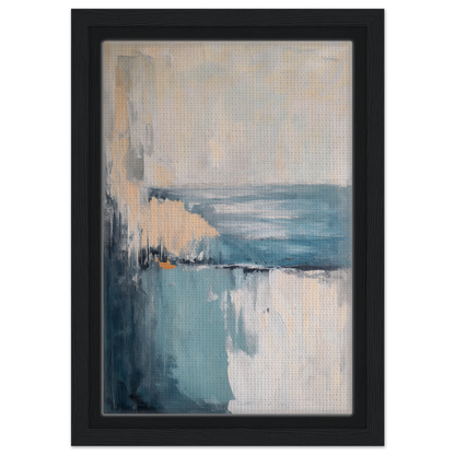 Abstract painting in muted blue and gray tones evoking Turbulent Serenity Mare for room decor