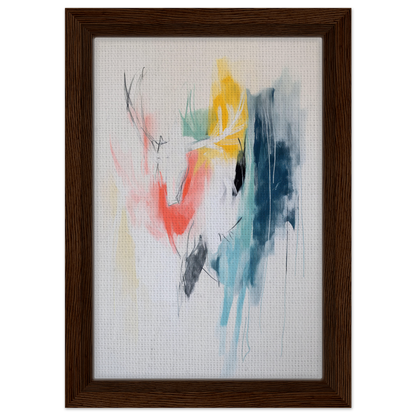 Abstract watercolor painting in wooden frame, ideal for Turquoise Reverberations Dance room decor