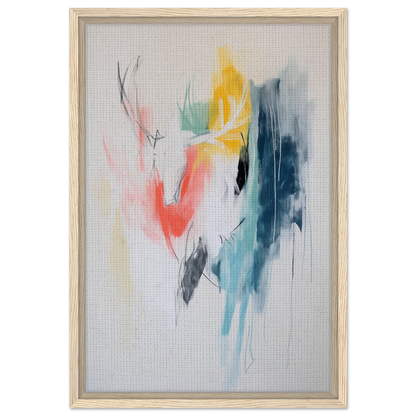 Abstract painting with colorful brushstrokes in Turquoise Reverberations Dance, framed canvas print