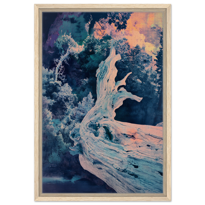 Twilight Tree Symphony artwork featuring a twisted tree trunk on a premium framed canvas