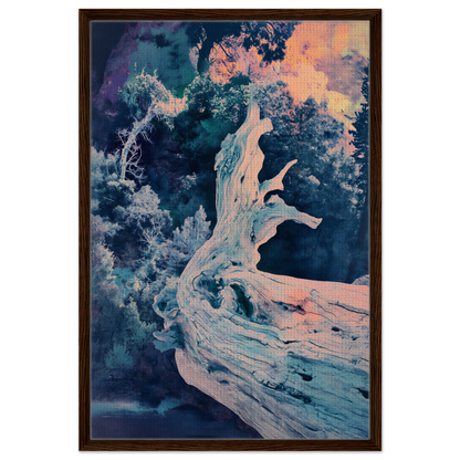 Twilight Tree Symphony premium framed canvas with twisted driftwood against vibrant background