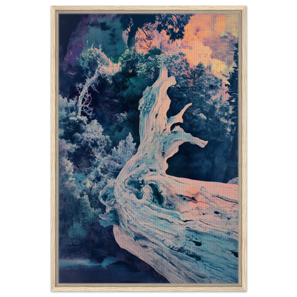 Twilight Tree Symphony featuring a gnarled tree trunk on premium framed canvas room decor