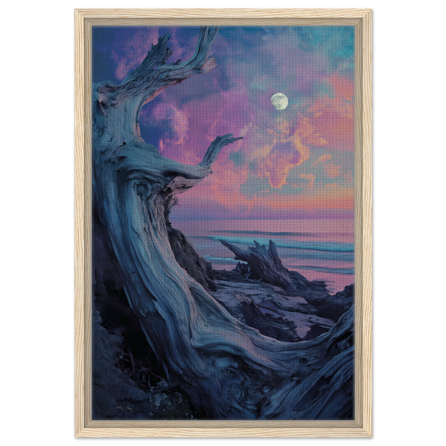 Twilight’s Dream Tendril featuring a twisted tree trunk against a colorful twilight sky