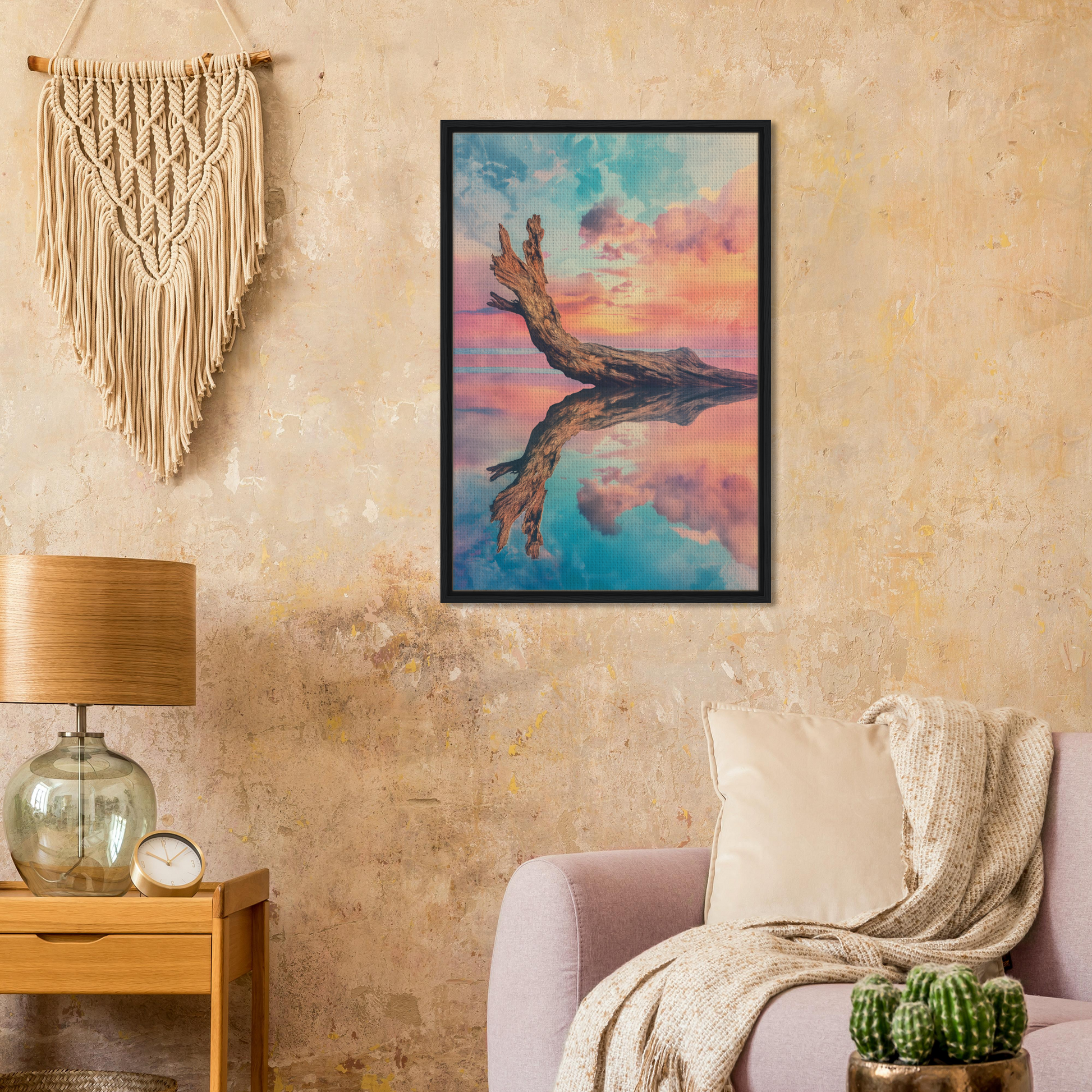 Framed canvas wall art of a whale in a colorful sky from Twilight’s Metamorphosis Dreams