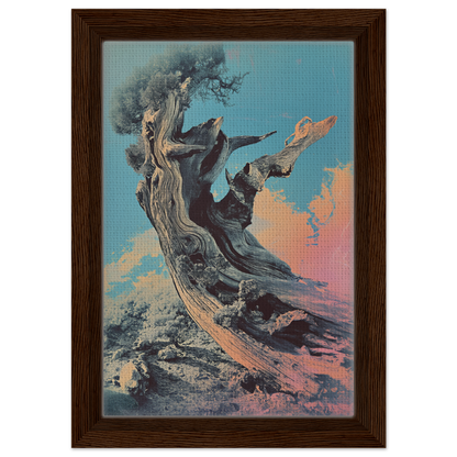 Gnarled tree with bare branches against colorful sky in Twilight’s Twisted Ode room decor