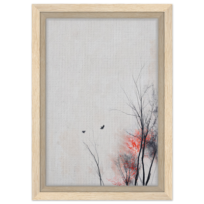 Framed Veering Whisperscape artwork of bare trees and birds enhancing room decor