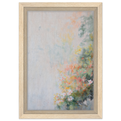 Framed canvas print of Verdant Psyche Whispers with pastel colors and floral elements