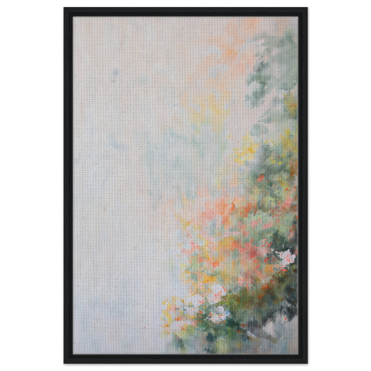 Abstract painting in soft pastels on textured canvas for Verdant Psyche Whispers framed print