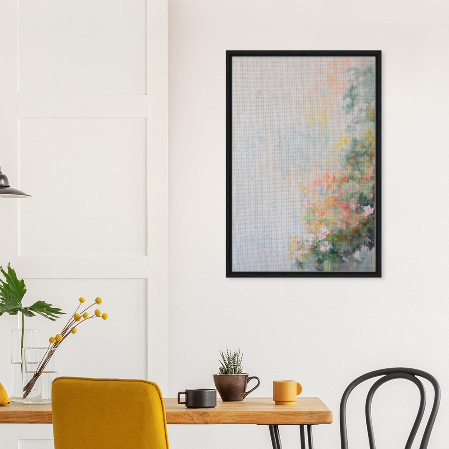 Abstract painting in soft pastel colors framed, featured in Verdant Psyche Whispers