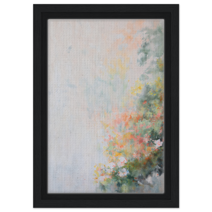 Framed canvas print titled Verdant Psyche Whispers with pastel colors and floral elements