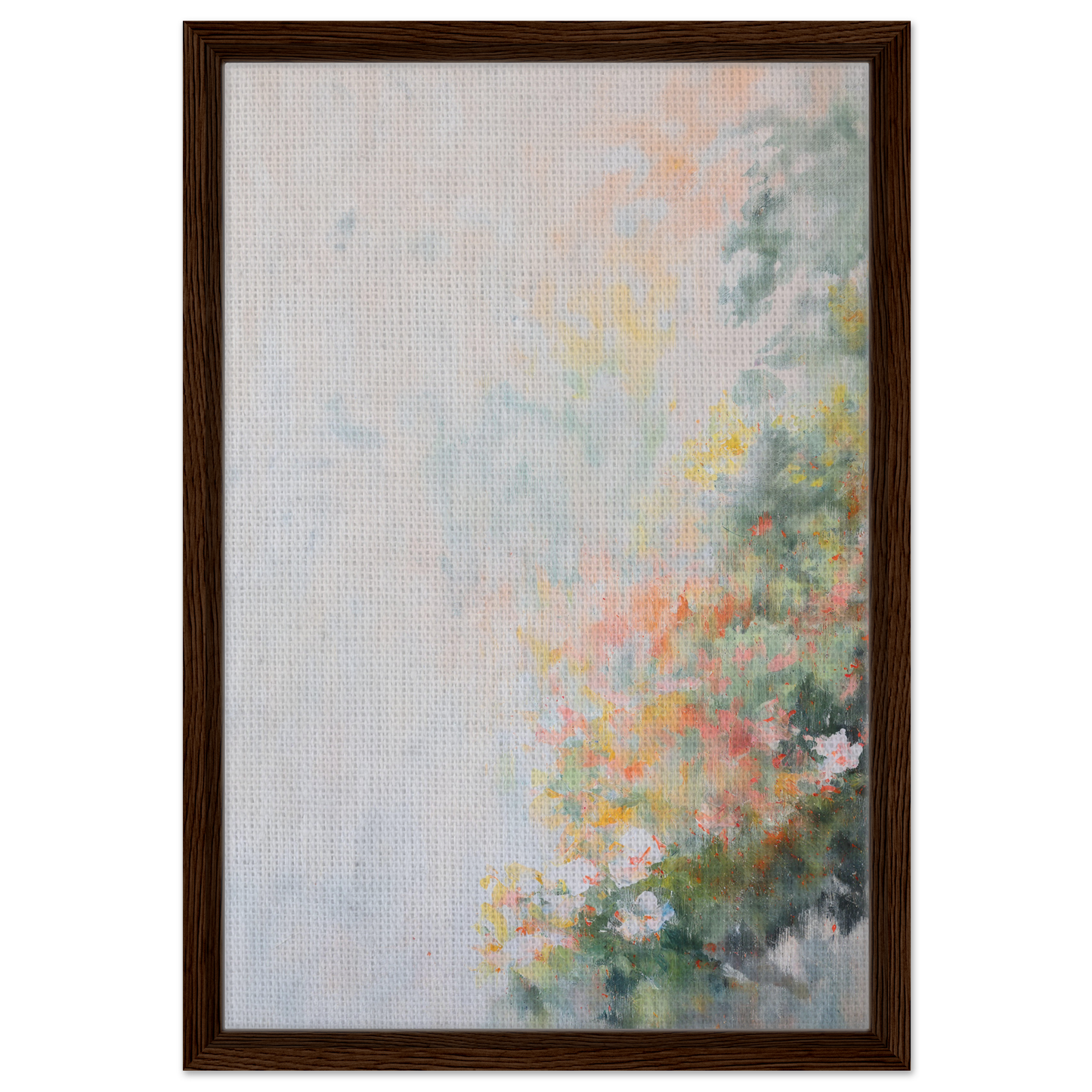 Abstract painting in soft pastel colors framed for Verdant Psyche Whispers room decor