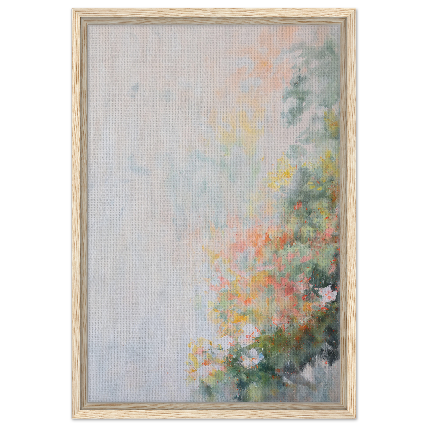 Abstract painting with pastel colors and floral elements for Verdant Psyche Whispers room decor