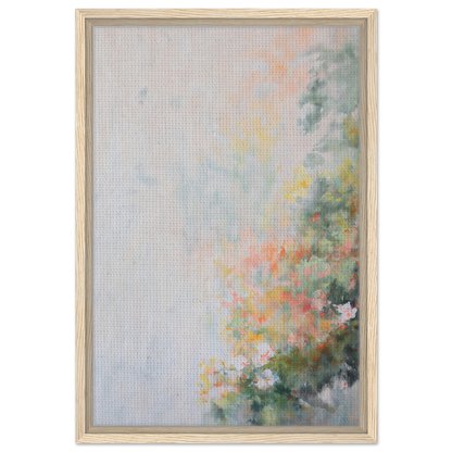 Abstract painting with pastel colors and floral elements for Verdant Psyche Whispers room decor