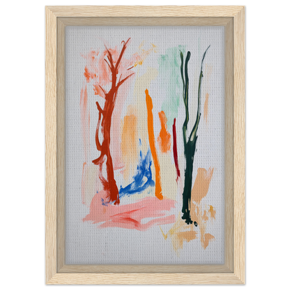 Abstract watercolor painting in a light wooden frame, ideal for Vibrant Echo Jungle room decor