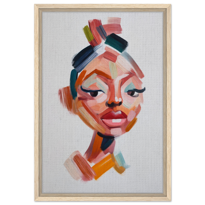 Abstract portrait painting of a woman’s face for Vibrant Facets Burgeon room decor