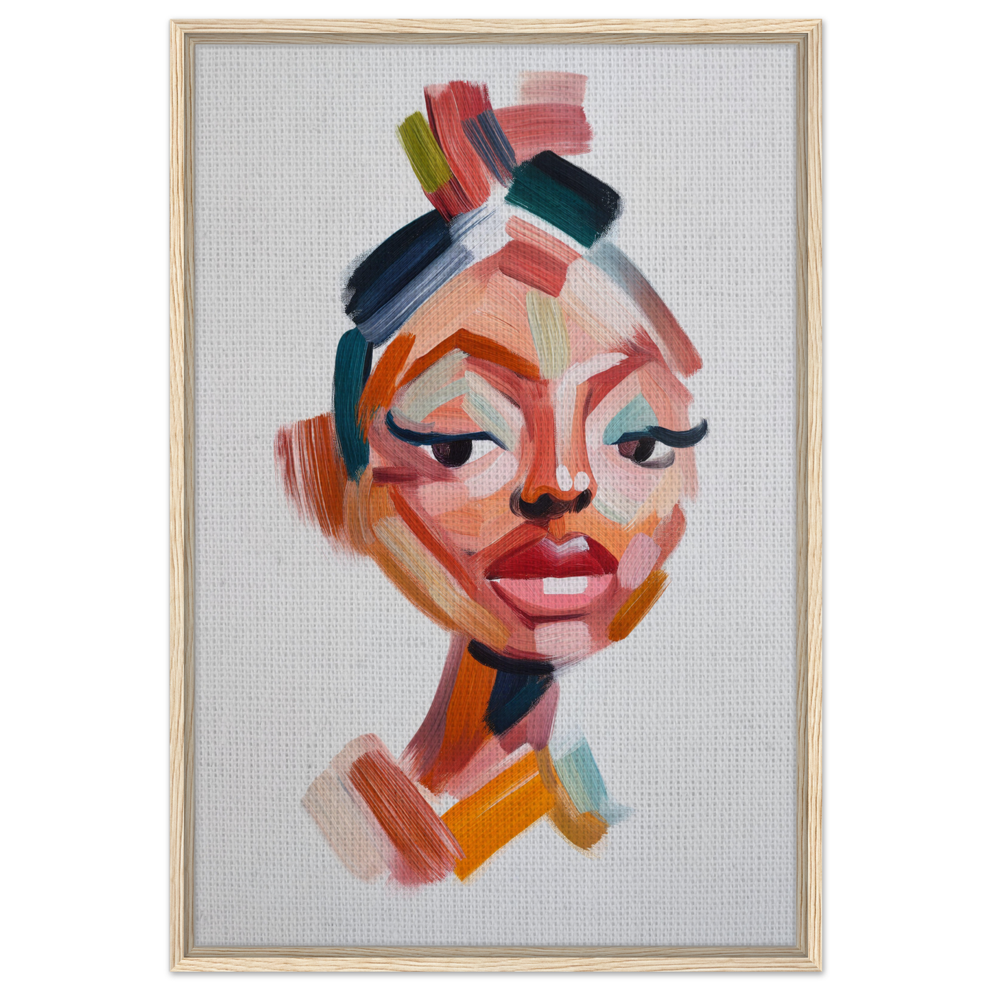 Abstract portrait of a woman in vibrant brushstrokes, featured in Vibrant Facets Burgeon