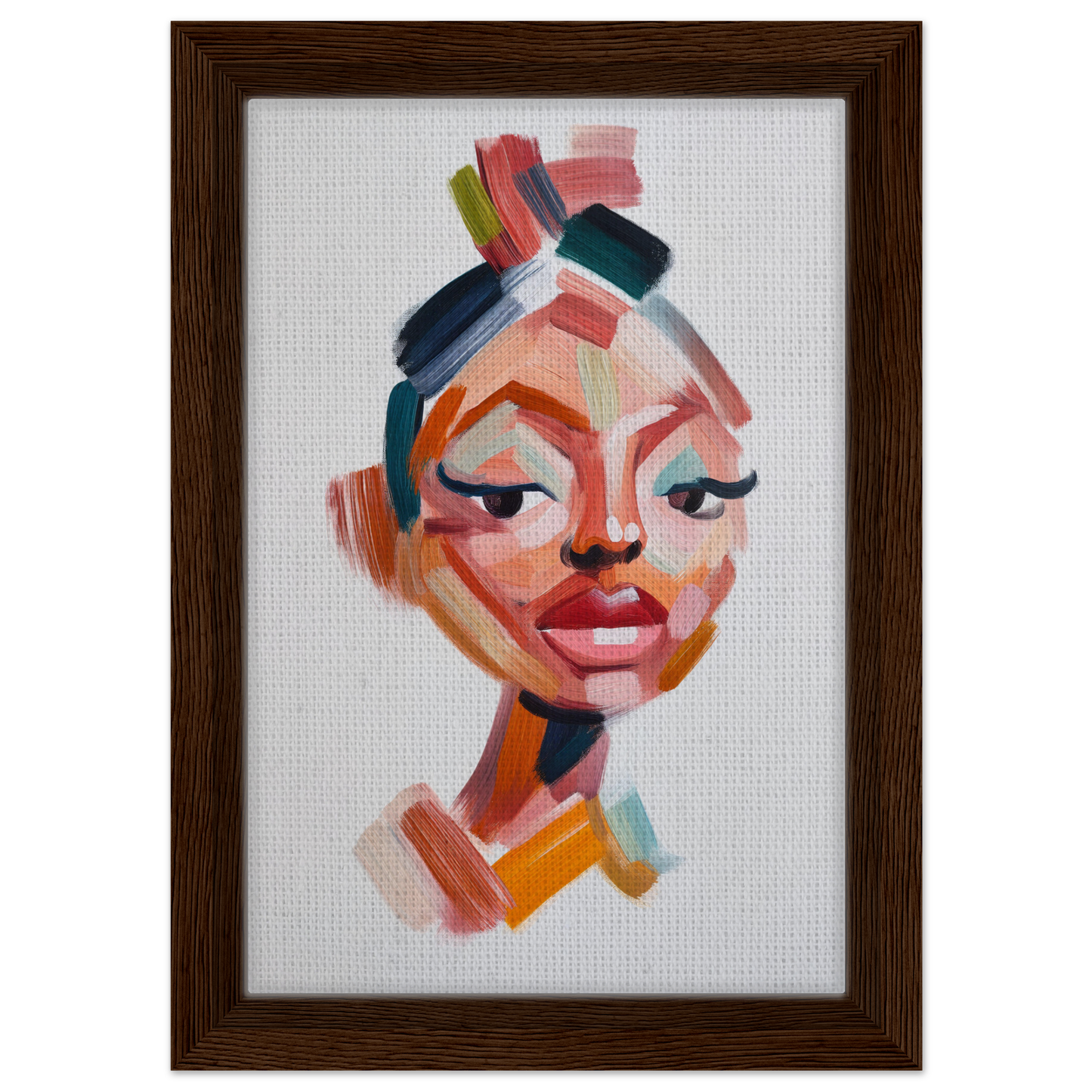 Abstract portrait painting featuring vibrant facets burgeon for stylish room decor