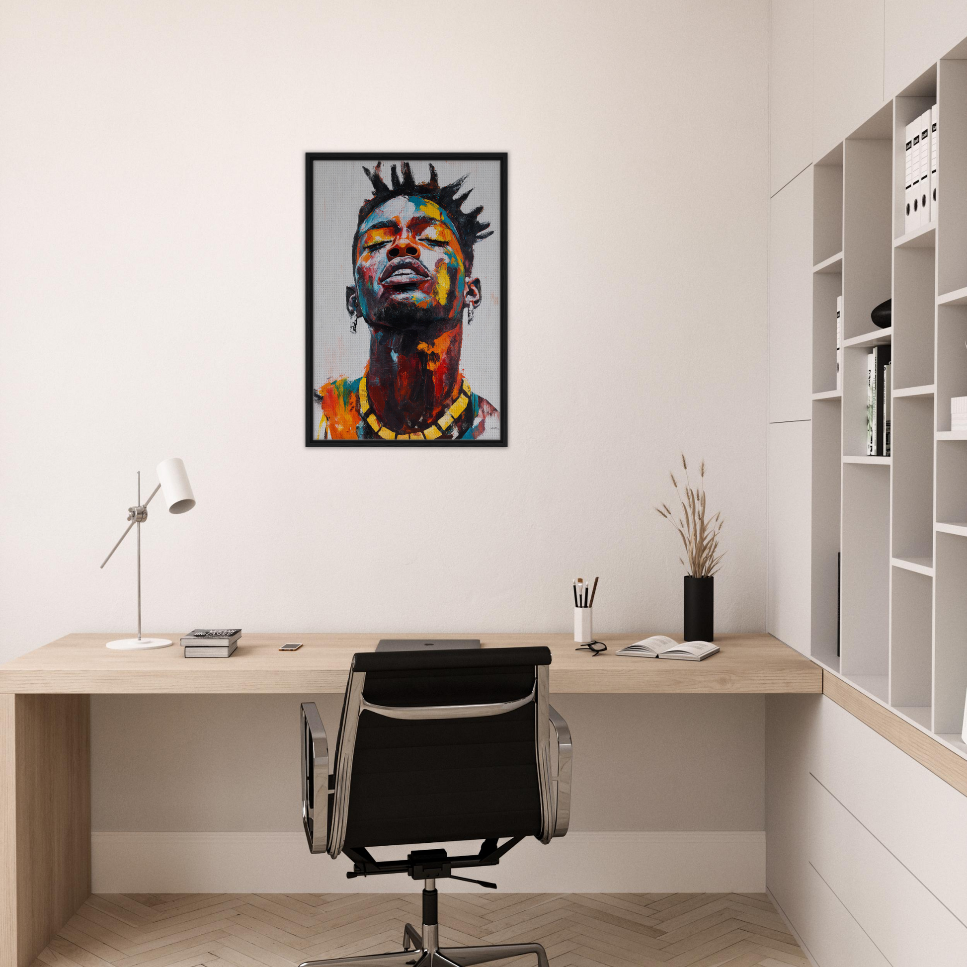 Vibrant portrait with dreadlocks and jewelry for Vibrant Sentient Reverie framed canvas print