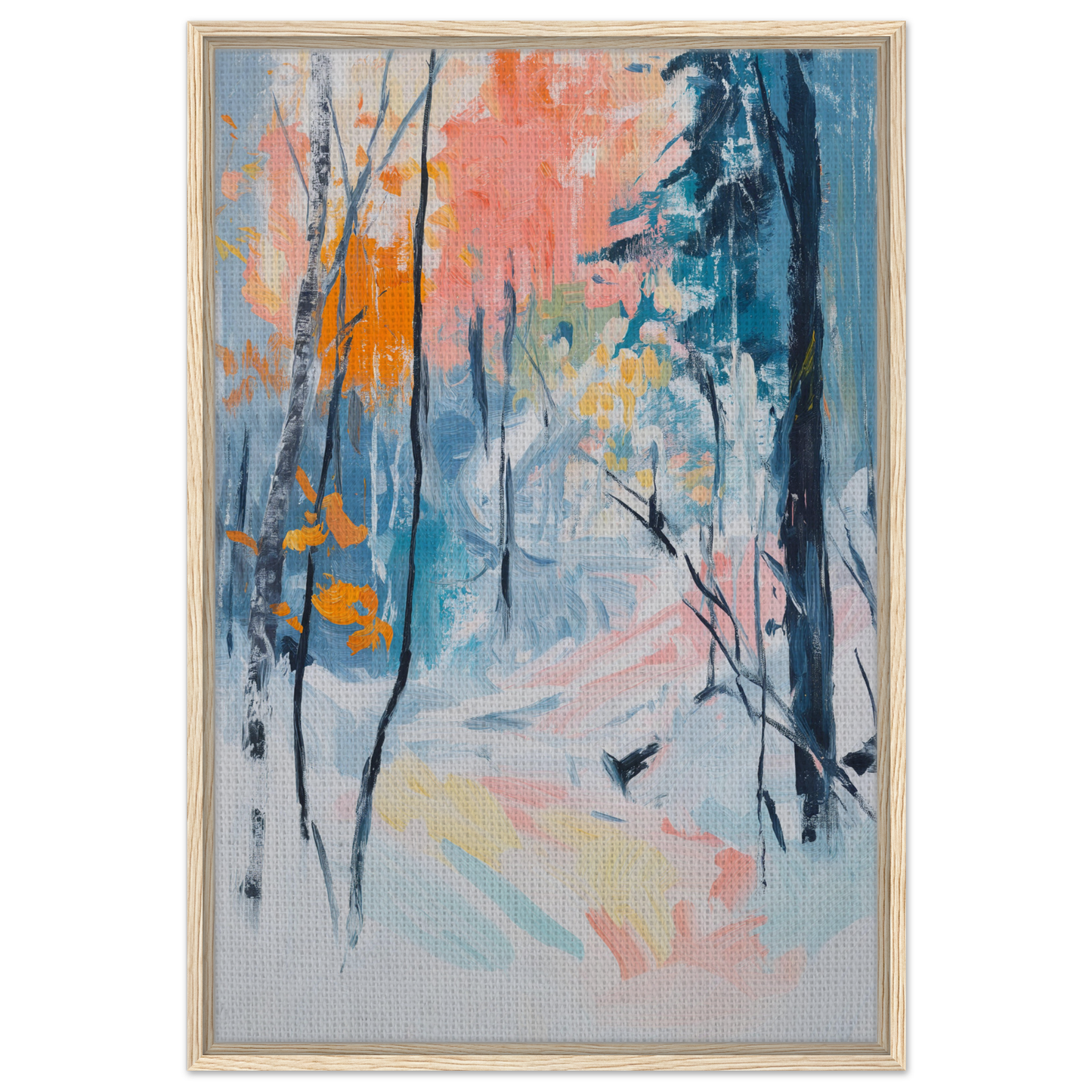 Abstract painting of a forest scene for Vibrant Woodland Whispers room decor