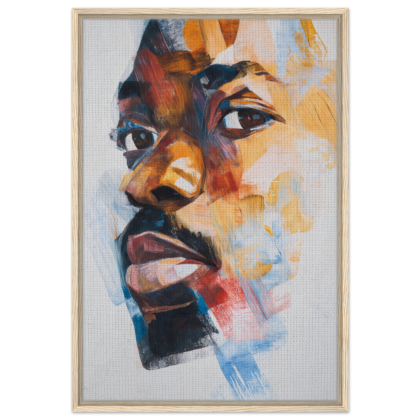 Colorful abstract portrait in profile view for Visage Chromatic Rumination room decor