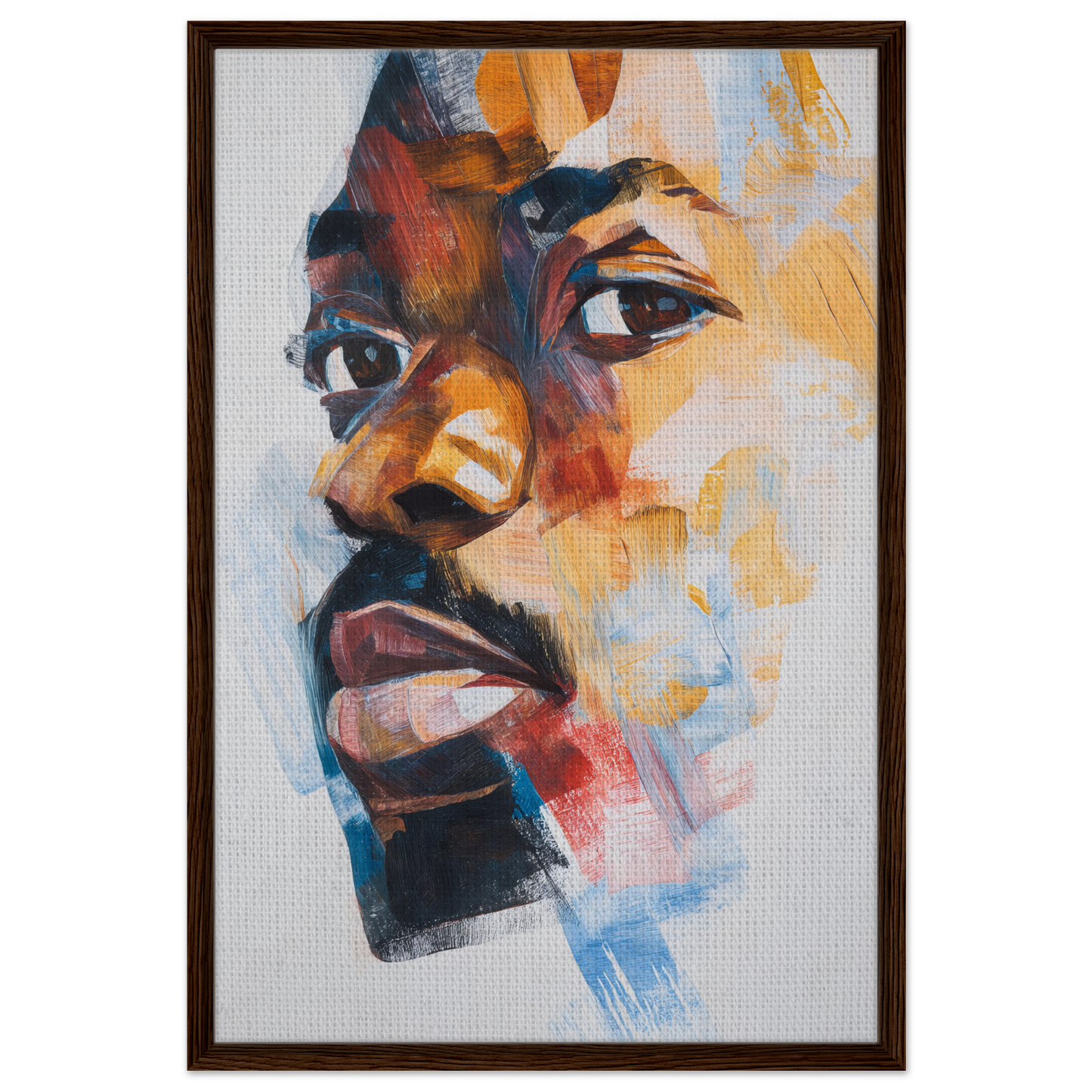 Colorful abstract profile portrait in Visage Chromatic Rumination framed canvas print