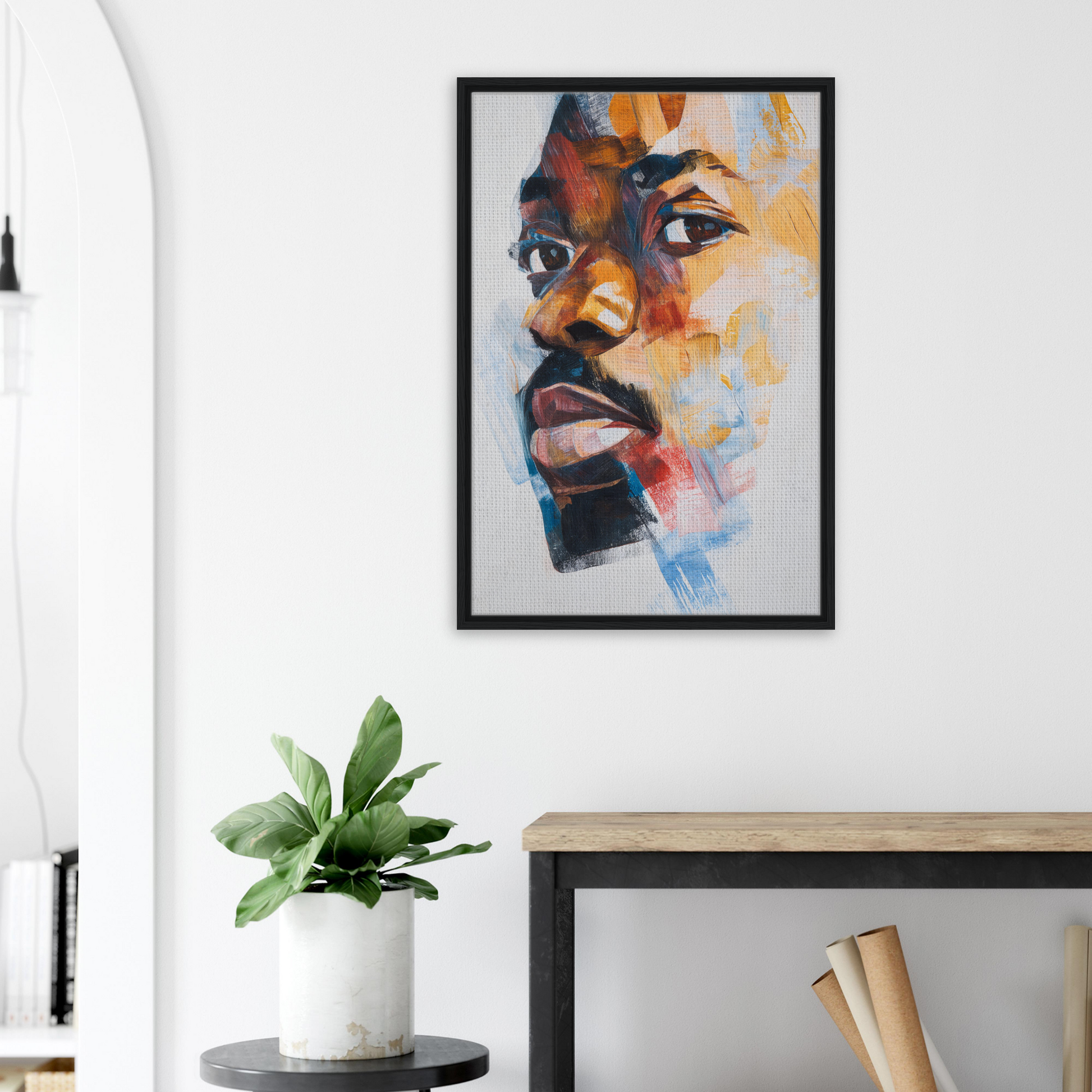 Colorful abstract portrait in a black frame from Visage Chromatic Rumination collection