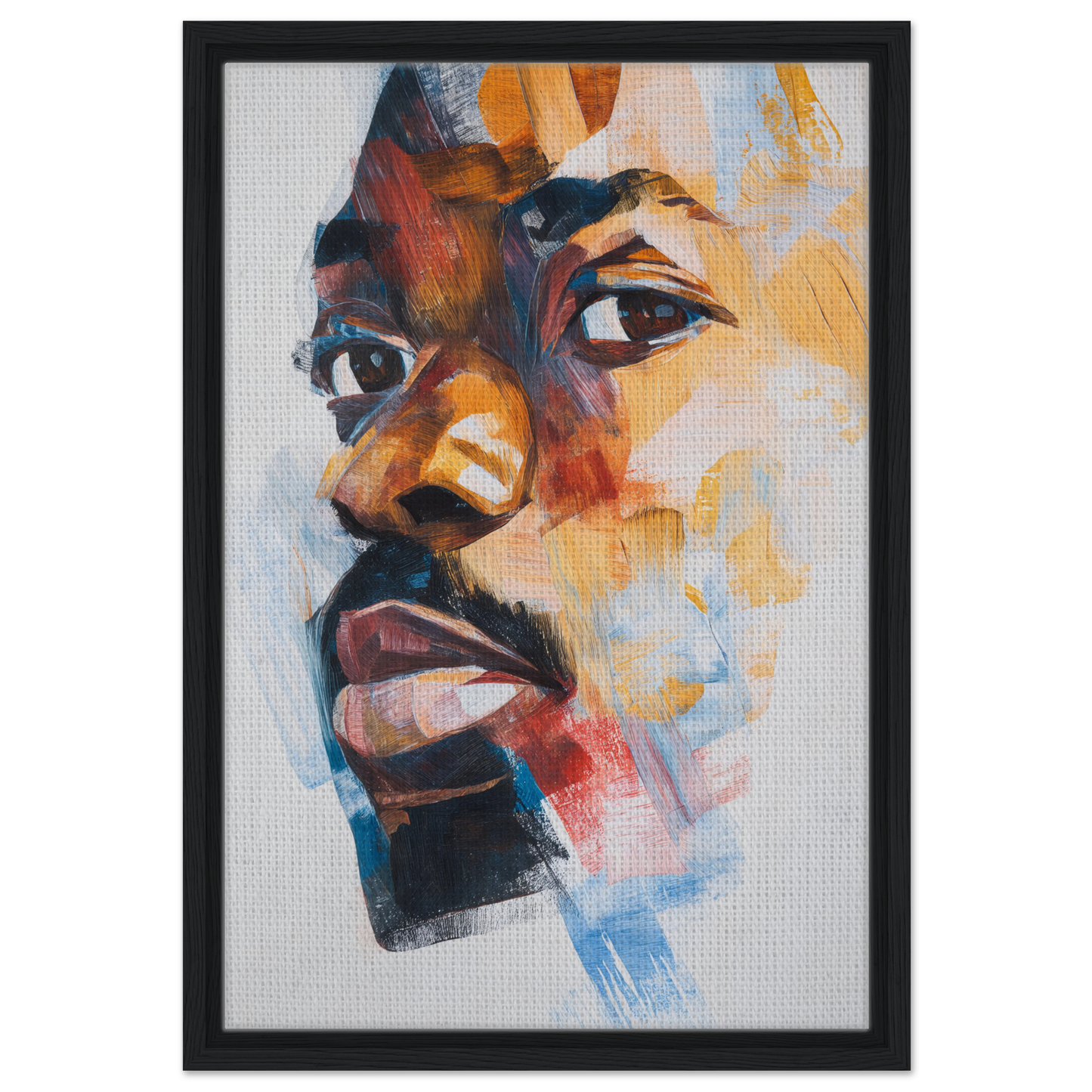 Colorful abstract profile portrait in Framed Canvas Print titled Visage Chromatic Rumination