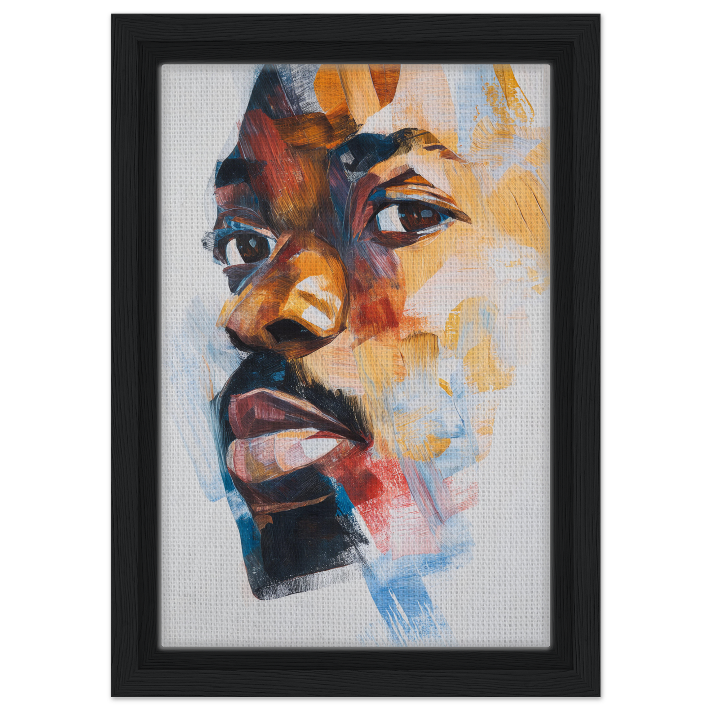 Colorful abstract profile portrait painting for Visage Chromatic Rumination framed canvas print