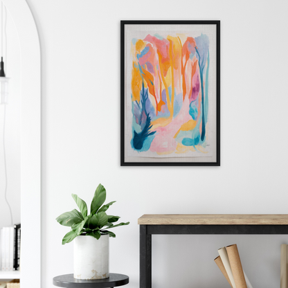 Abstract painting in vibrant pastel colors framed, ideal for Vivid Illumination Reverie room decor