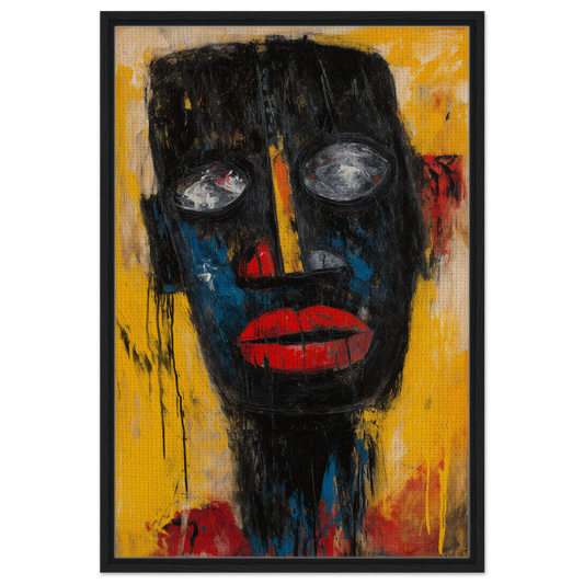 Abstract portrait with dark face and bright red lips in Vivid Revelations Dreaming print