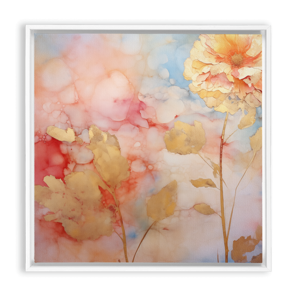 Watercolor painting of delicate flowers with soft, blended pastel hues.