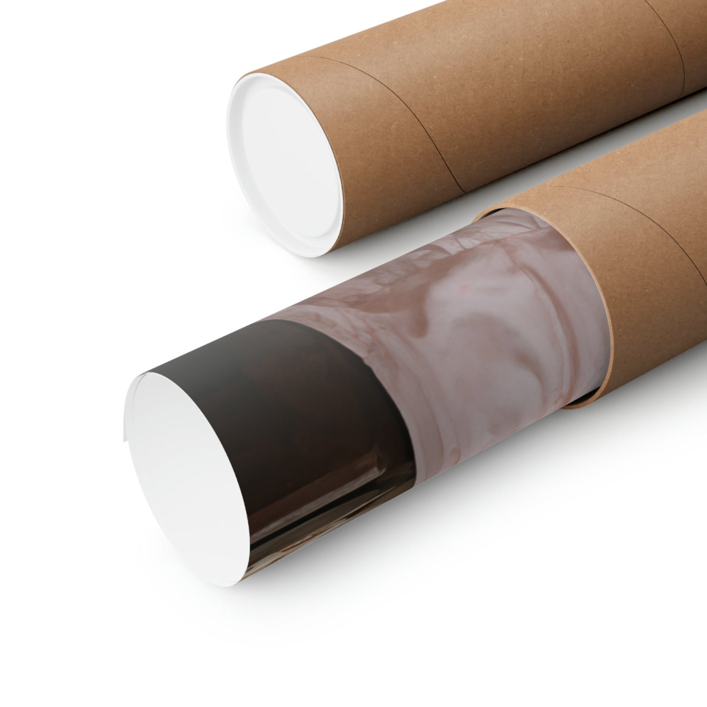 Cardboard mailing tubes with plastic end caps.