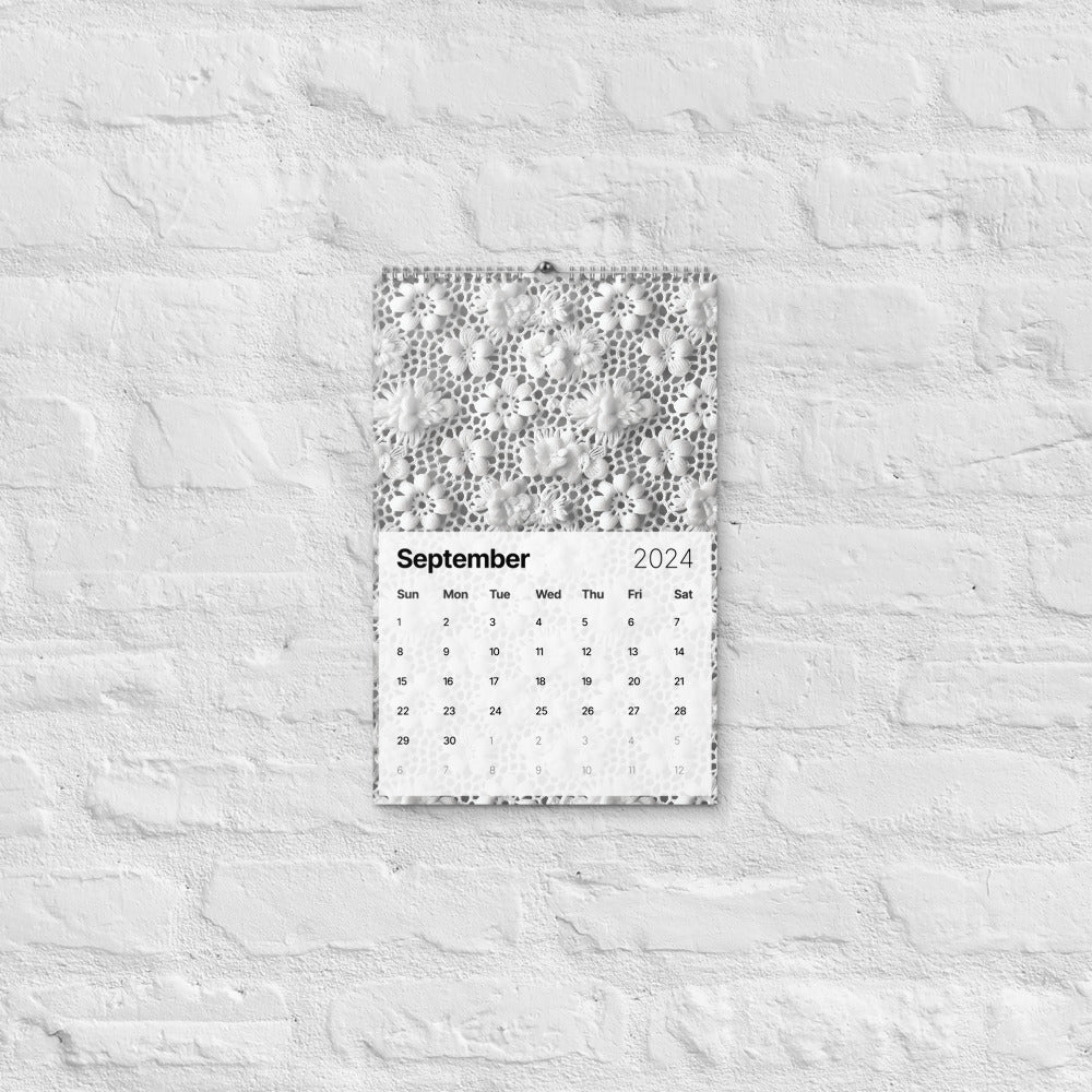 Calendar for September 2024 with a decorative floral pattern above.