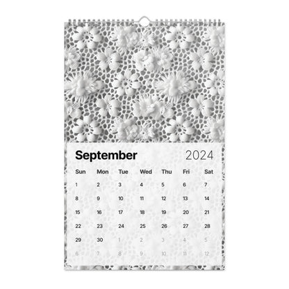 Calendar page for September 2024 with a decorative floral lace pattern above.