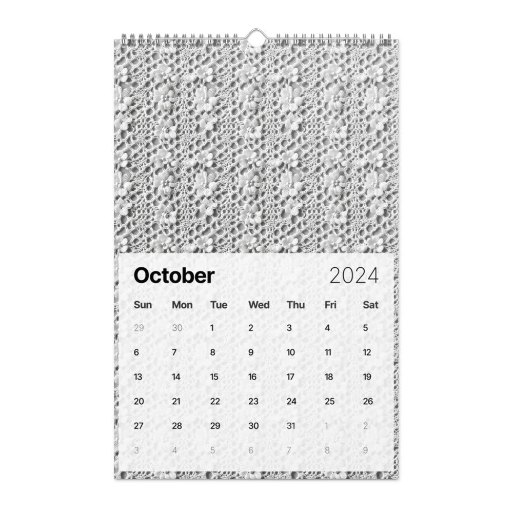 Calendar page for October 2024 with a knitted or textured pattern above.