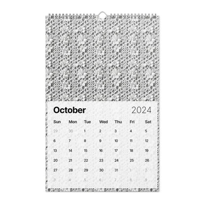 Calendar page for October 2024 with a knitted or textured pattern above.