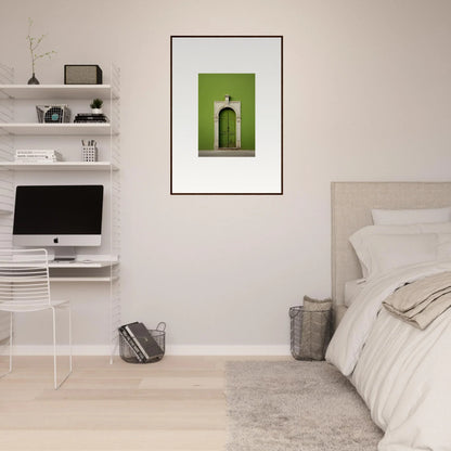 Framed photograph of a green doorway for Green Origins premium framed wall art